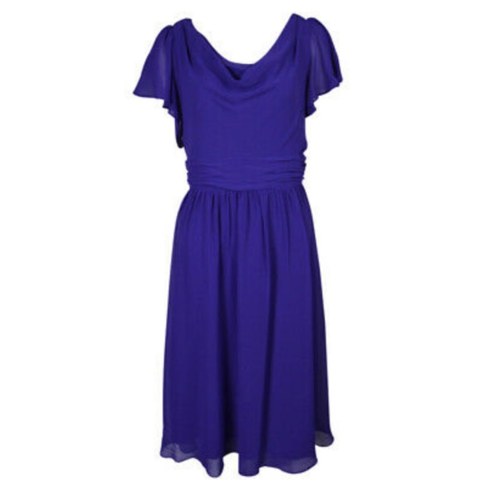 NWT SL Fashions Drape Neck Chiffon Dress - Purple